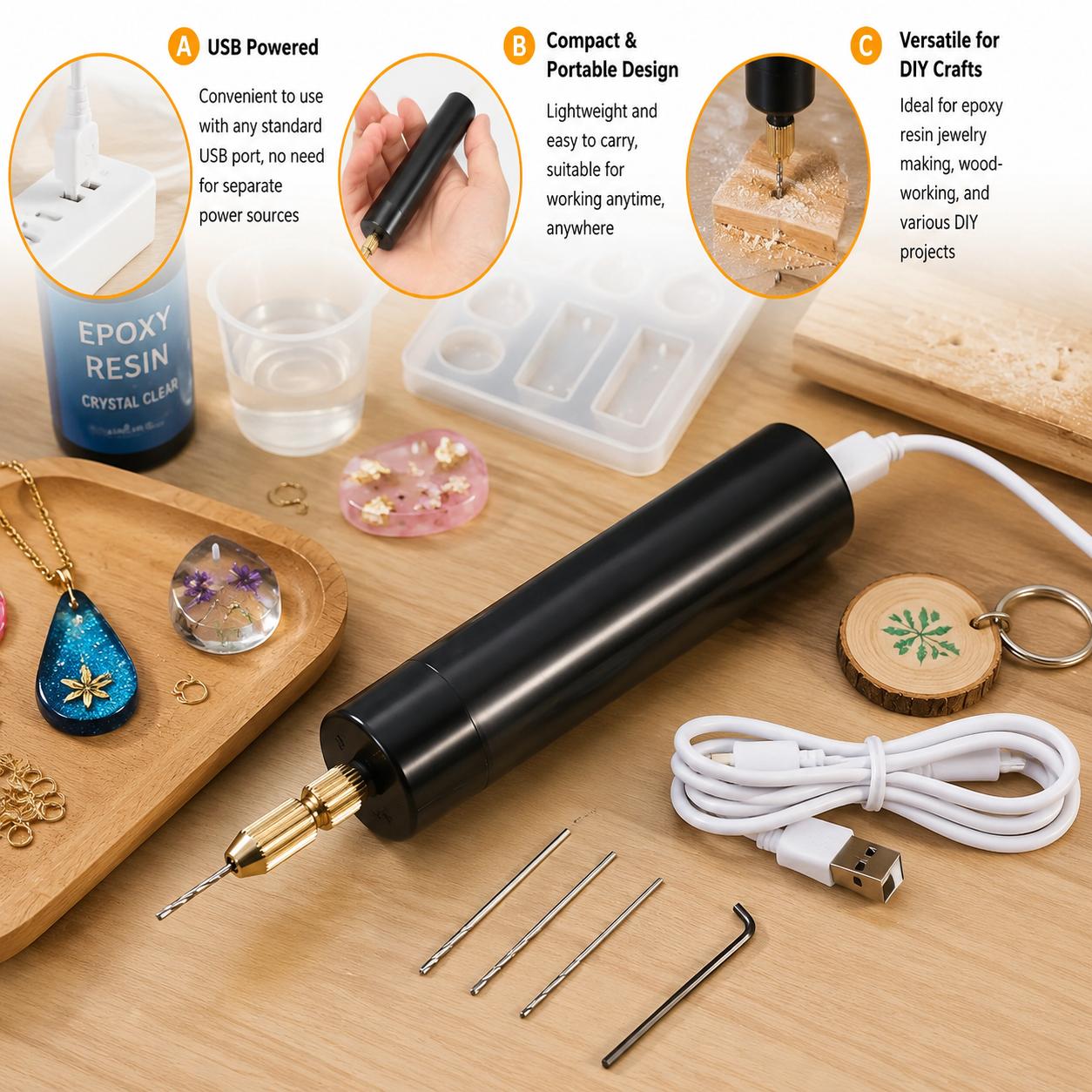 Jewelry Making Rotary Tool - مثقاب كهربائي صغير يعمل بالـ USB،